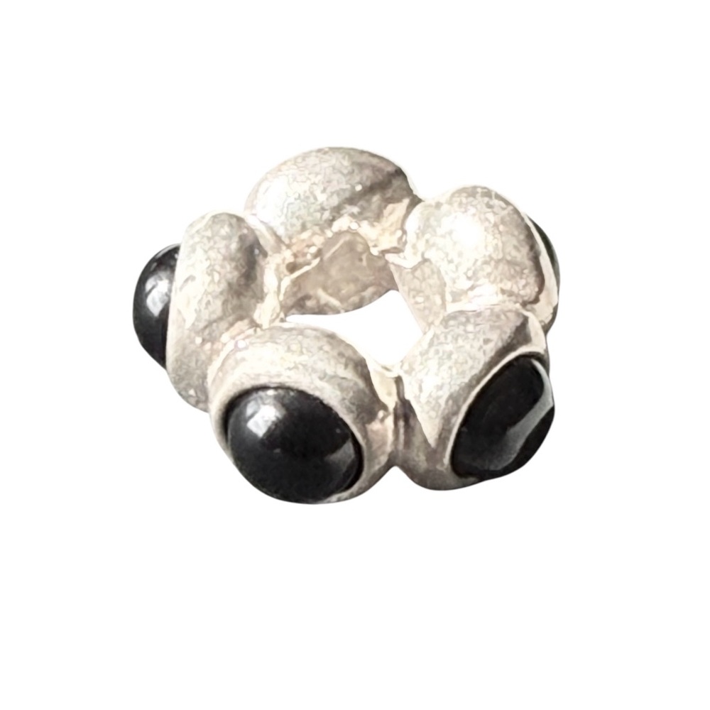 Pandora Sterling Silver Vintage Charm Black Stone Spacer Retired Style - Picture 3 of 3